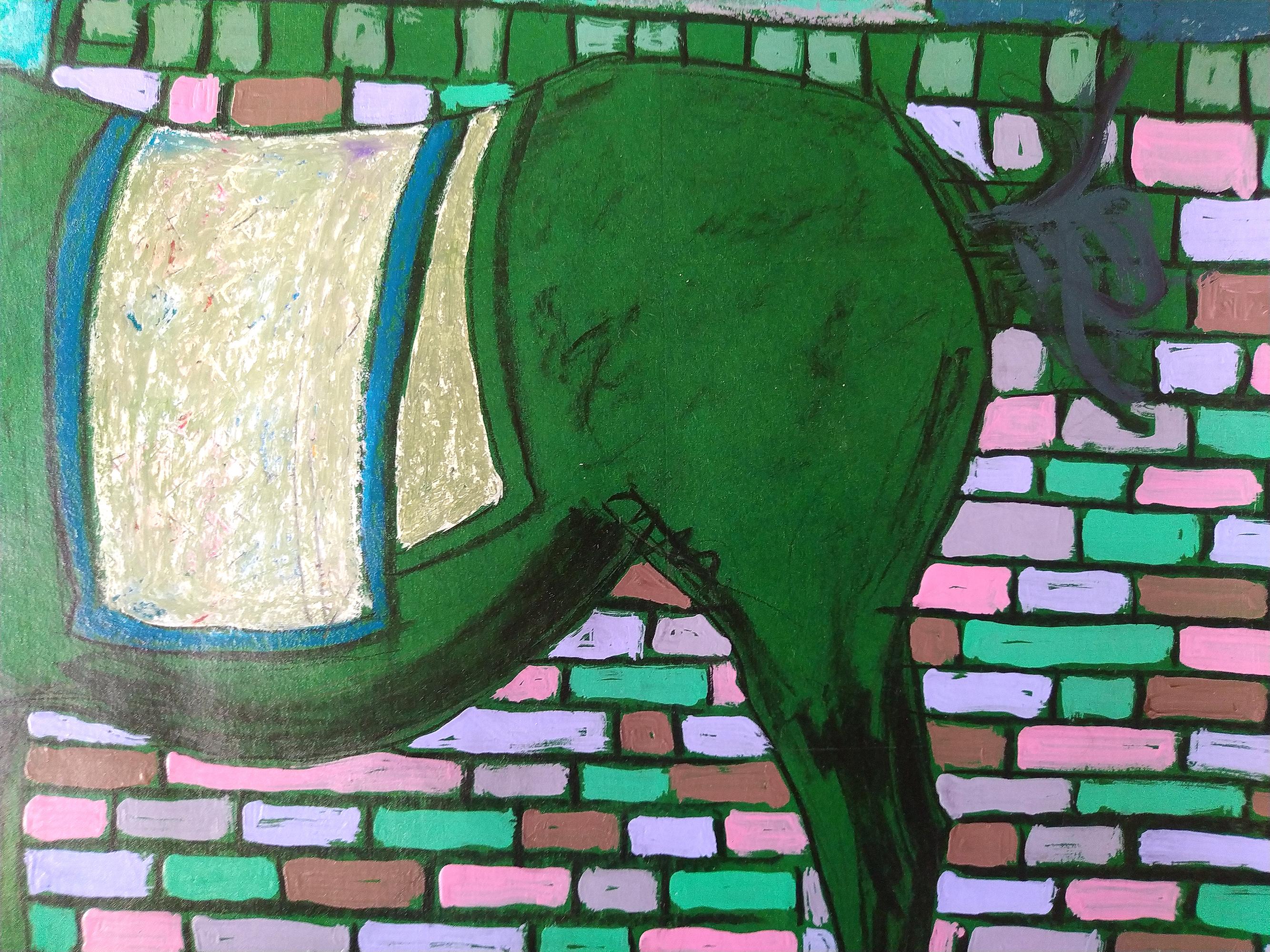  'Man with the Green Horse, ' by Erekle Chinchilakashvili, Mixed Media Painting 4