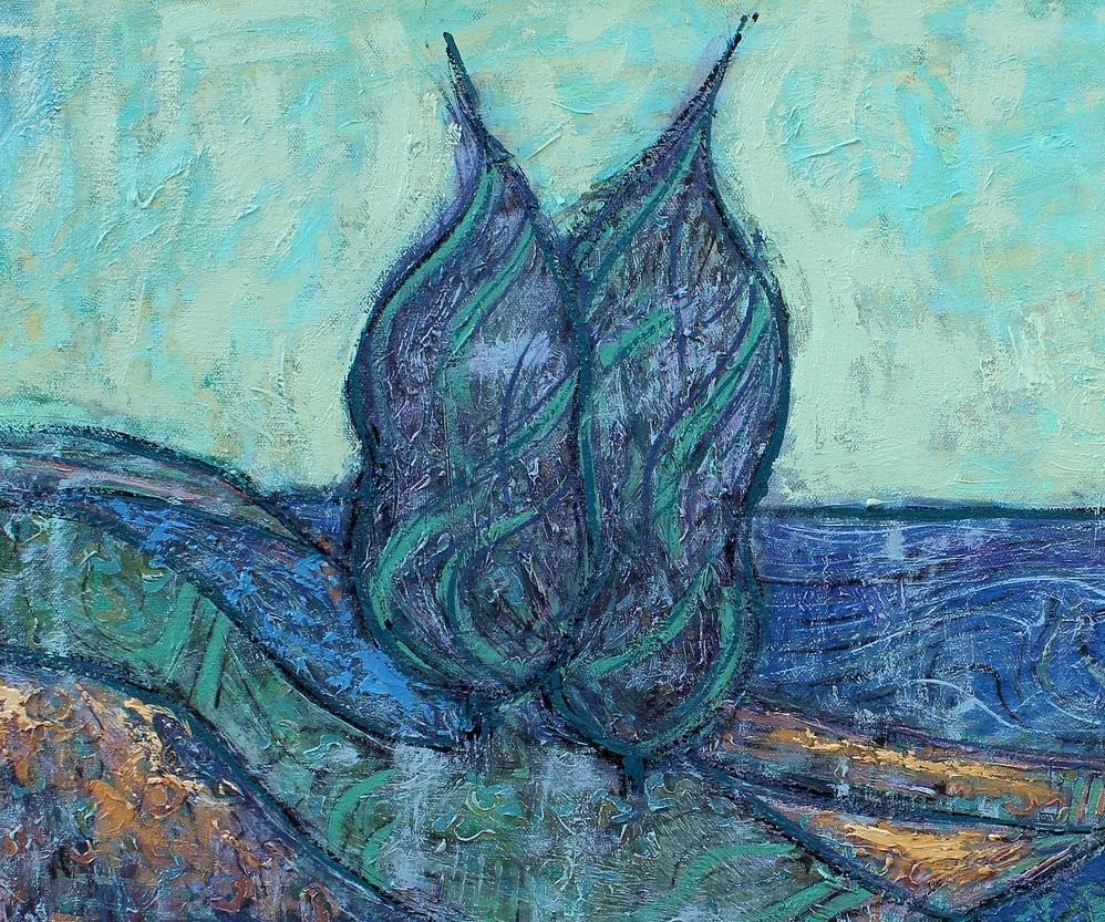  « On the Shore », d'Erekle Chinchilakashvili, peinture à l'huile sur massonite en vente 1