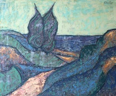 'Sulla spiaggia', di Erekle Chinchilakashvili, pittura a olio su masonite