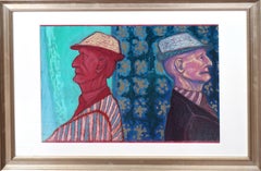 „Two Profiles“ von Erekle Chinchilakashvili; 27,75" x 39,75" gerahmt; Tempera, Öl