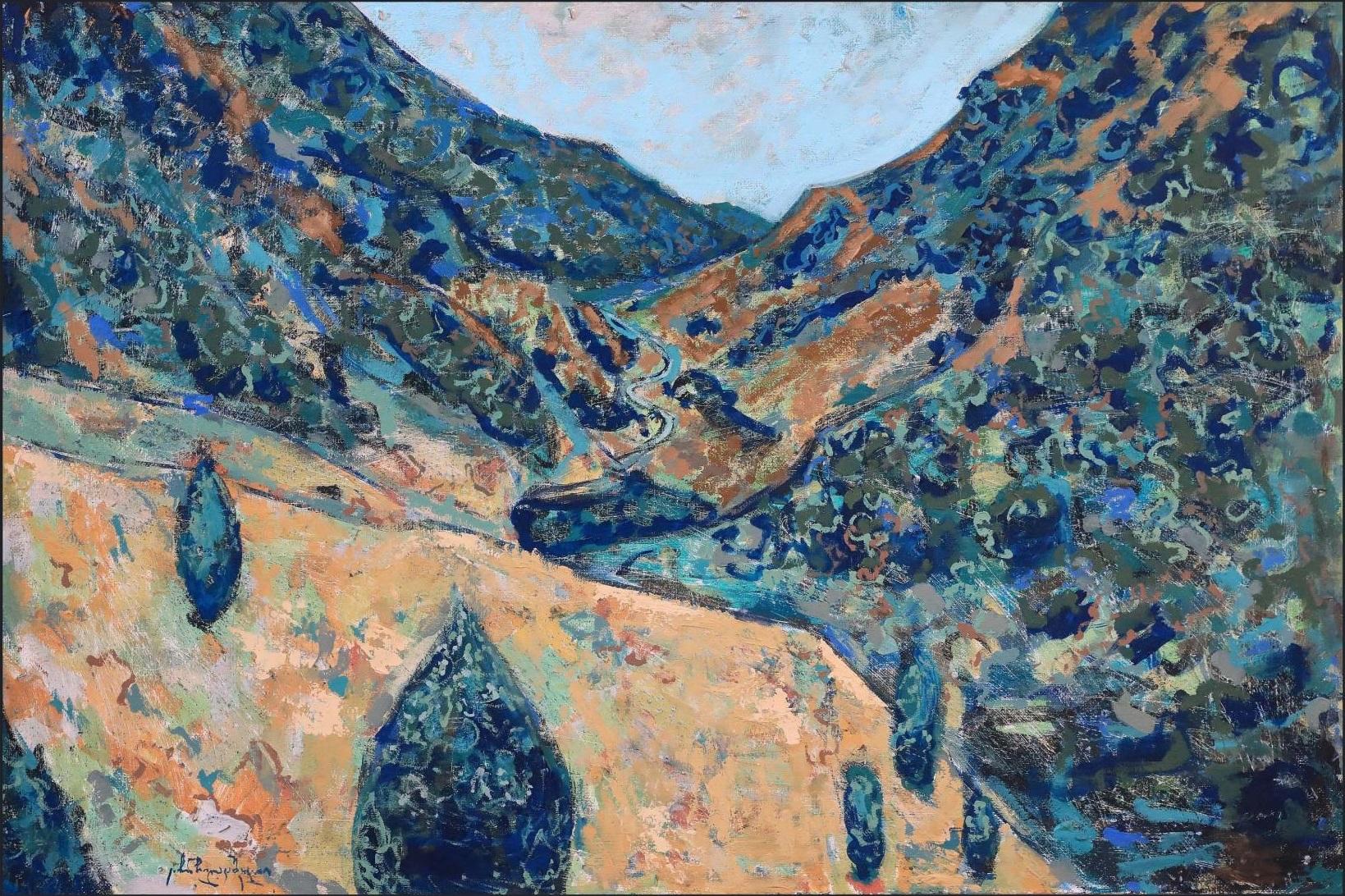 painting of hills