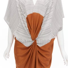 ERES 100% silk black white striped brown colorblocked knot coverup tunic  S