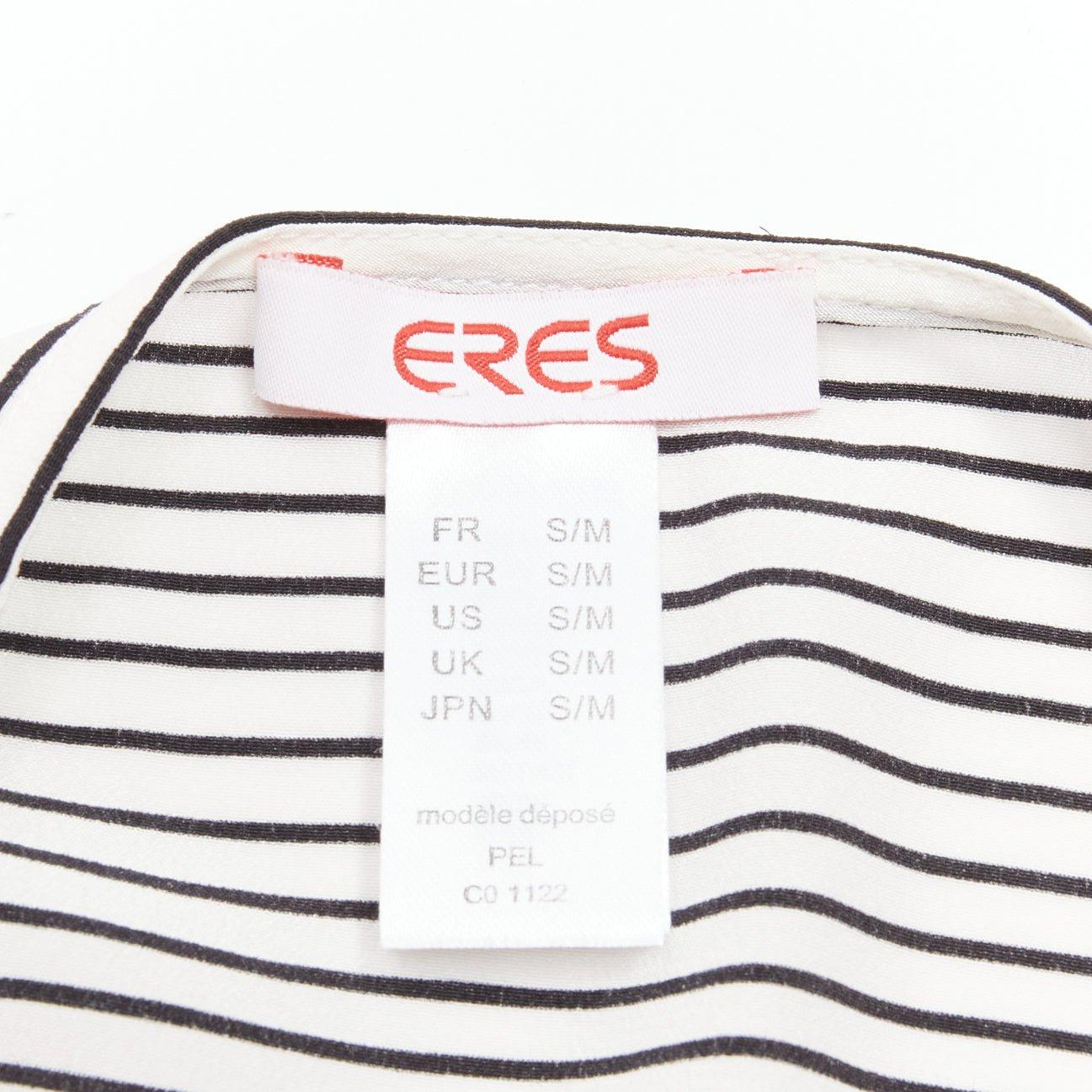 ERES 100% silk black white striped brown colorblocked knot coverup tunic  S For Sale 3