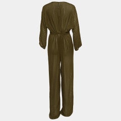 Eres Green Textured Lurex Silk Blend Jumpsuit M