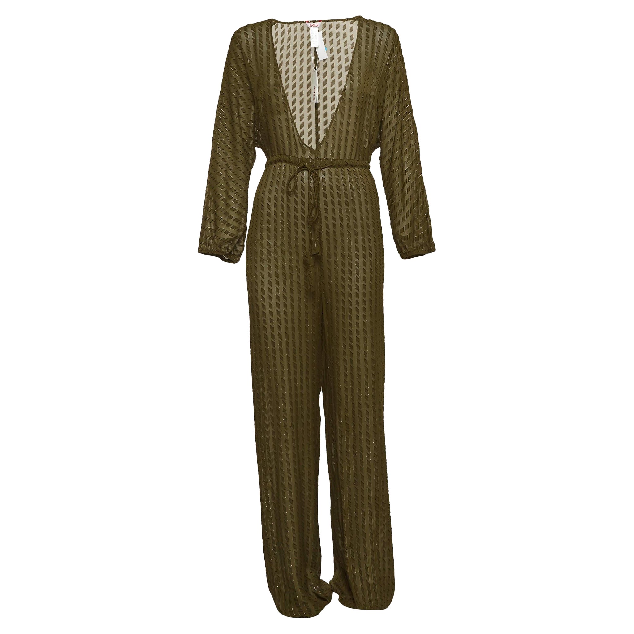 Eres Grüner strukturierter Lurex-Seidenmischung-Overall M