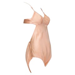 Erès-Inspired Peach Silk Charmeuse Open Back Step-In Teddy Bodysuit– M, 1930s