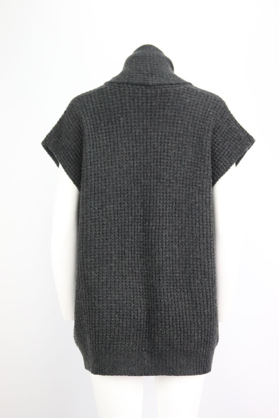 Black Eres Waffle Knit Wool And Cashmere Blend Cardigan Small/Medium