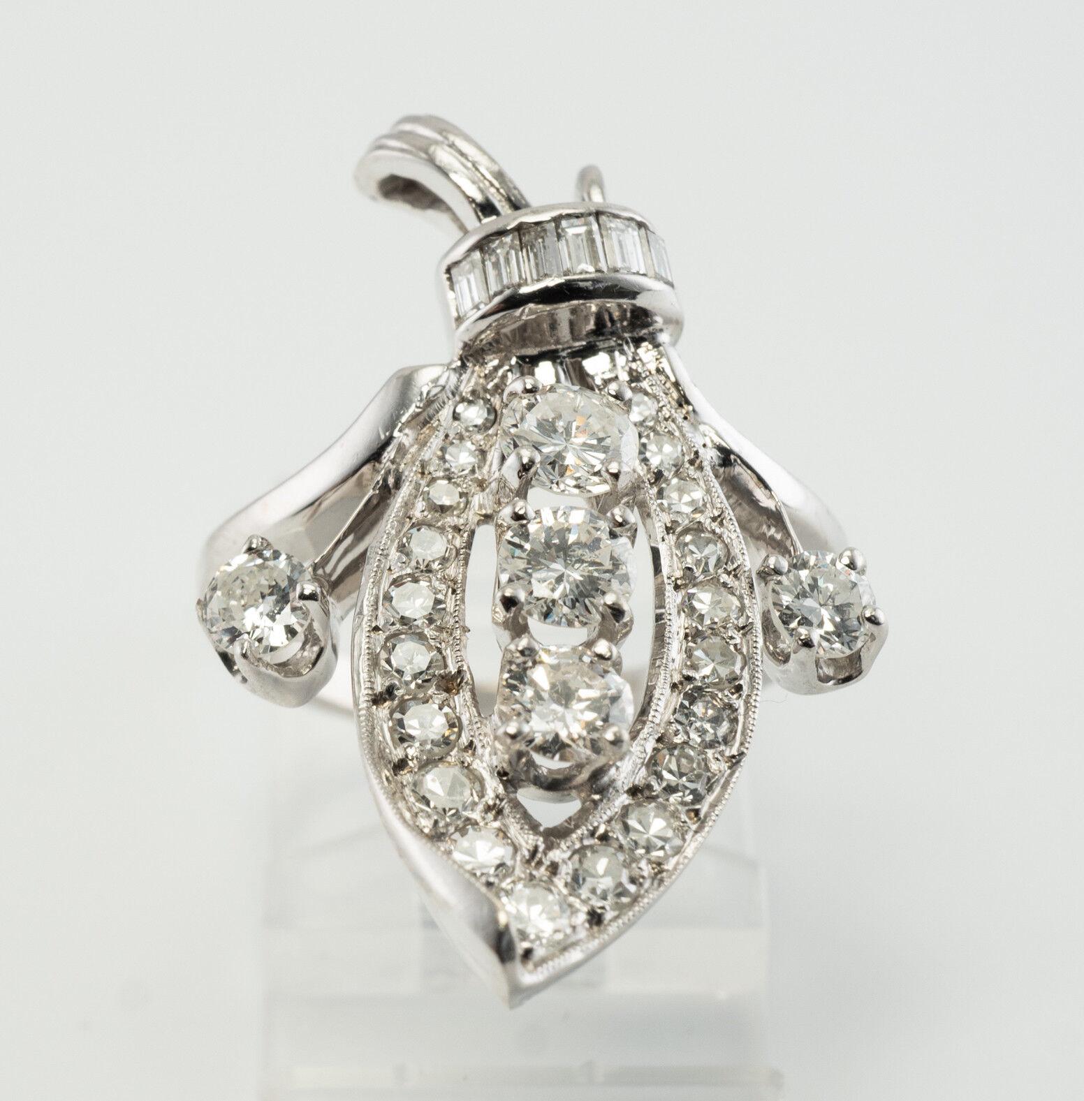 Erev Diamond Ring Floral 14K White Gold Vintage 1.53 TDW For Sale 1