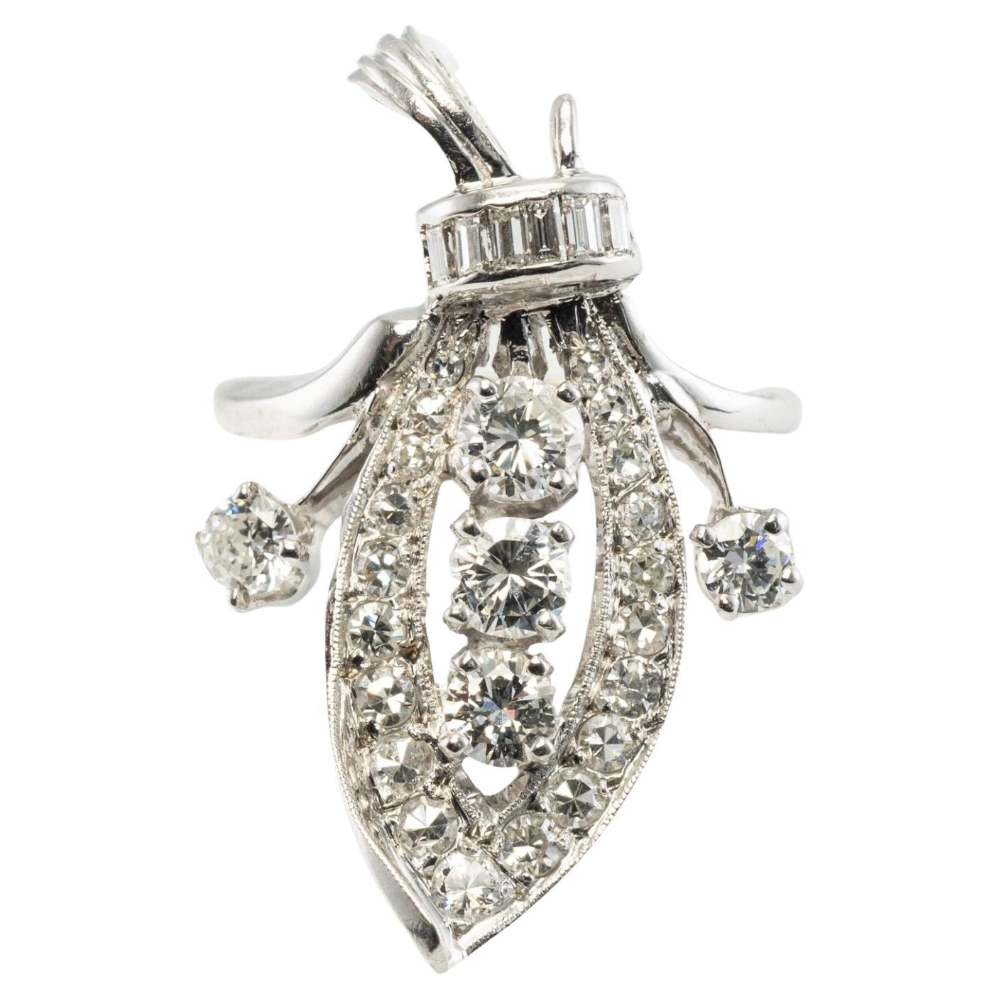 Natural Diamond Ring 14K White Gold Vintage .53ct TDW For Sale at 1stDibs