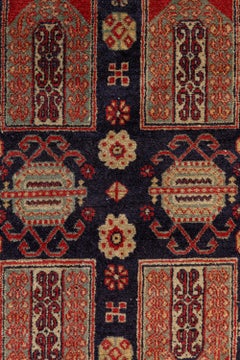 Gabistan-Design Yerevan Caucasian Carpet with Human Figures and Navy Ground