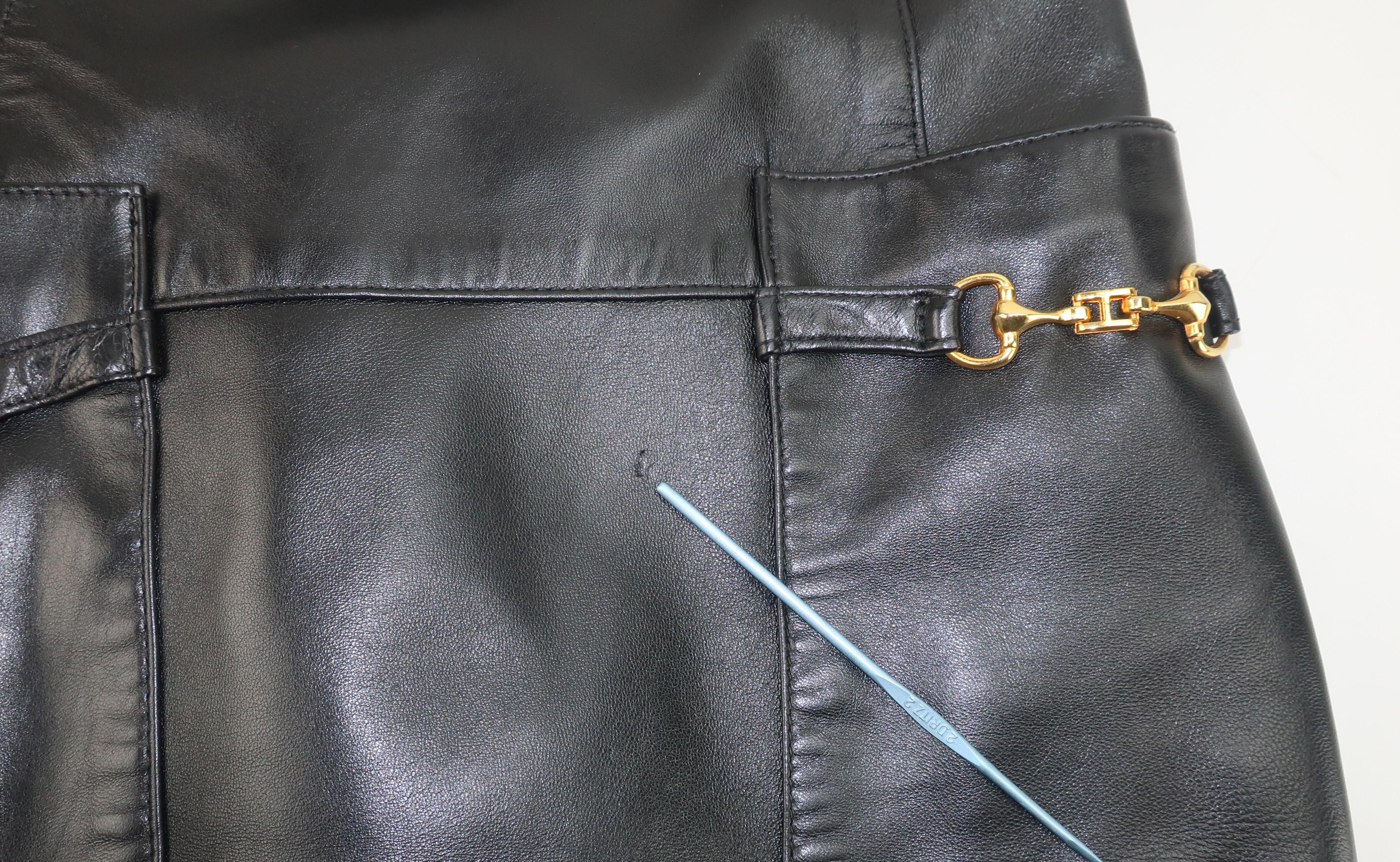 Erez Levy Black Leather Horsebit Mini Dress, 1990's 4