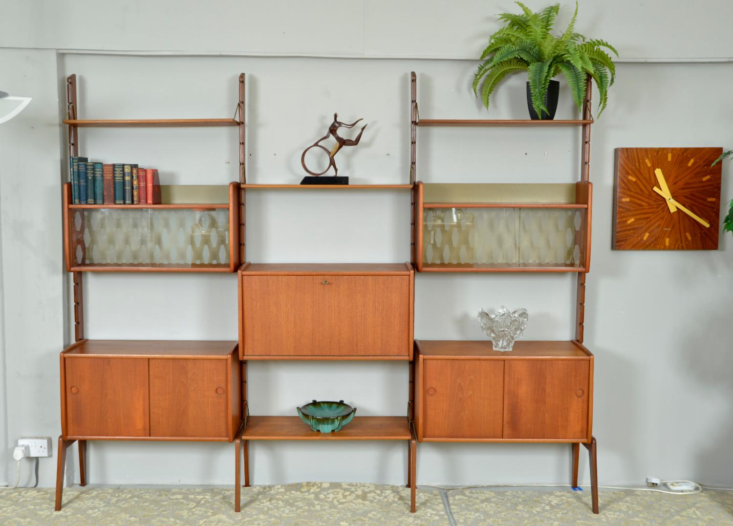 Norwegian Ergo 3-Bay Teak Freestanding Modular Shelving Blindheim Mobelfabrikk Norway 1961