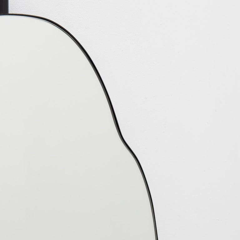 Powder-Coated Ergon Ceiling Suspended Organic Mirror, Modern Matte Black, Frame, Customisable For Sale