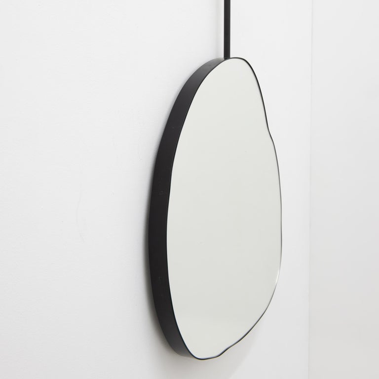 Aluminum Ergon Ceiling Suspended Organic Mirror, Modern Matte Black, Frame, Customisable For Sale