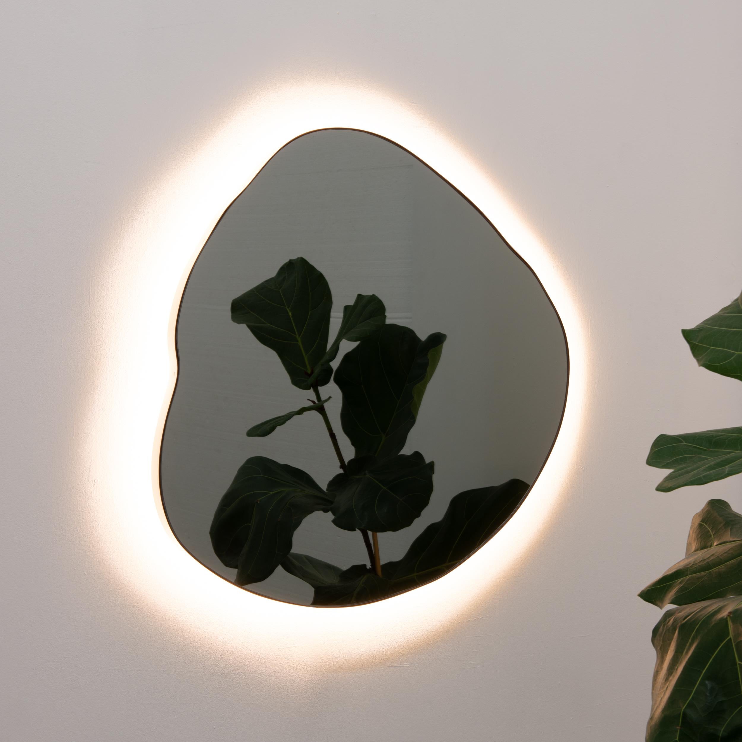 Ergon Organic Freeform Illuminated Modern Schwarzer Spiegel, Bronze Patina Rahmen, XL im Angebot 4