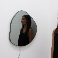 Ergon Freeform Illuminated Modern Mirror, Blackened Stainless Steel Frame, XL
