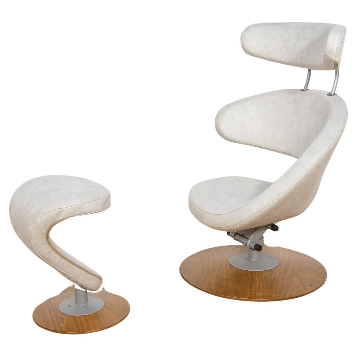 Ergonomic Lounge Chair Model Peel with Ottoman by Olav Eldoy for Stokke, 2000s. For Sale