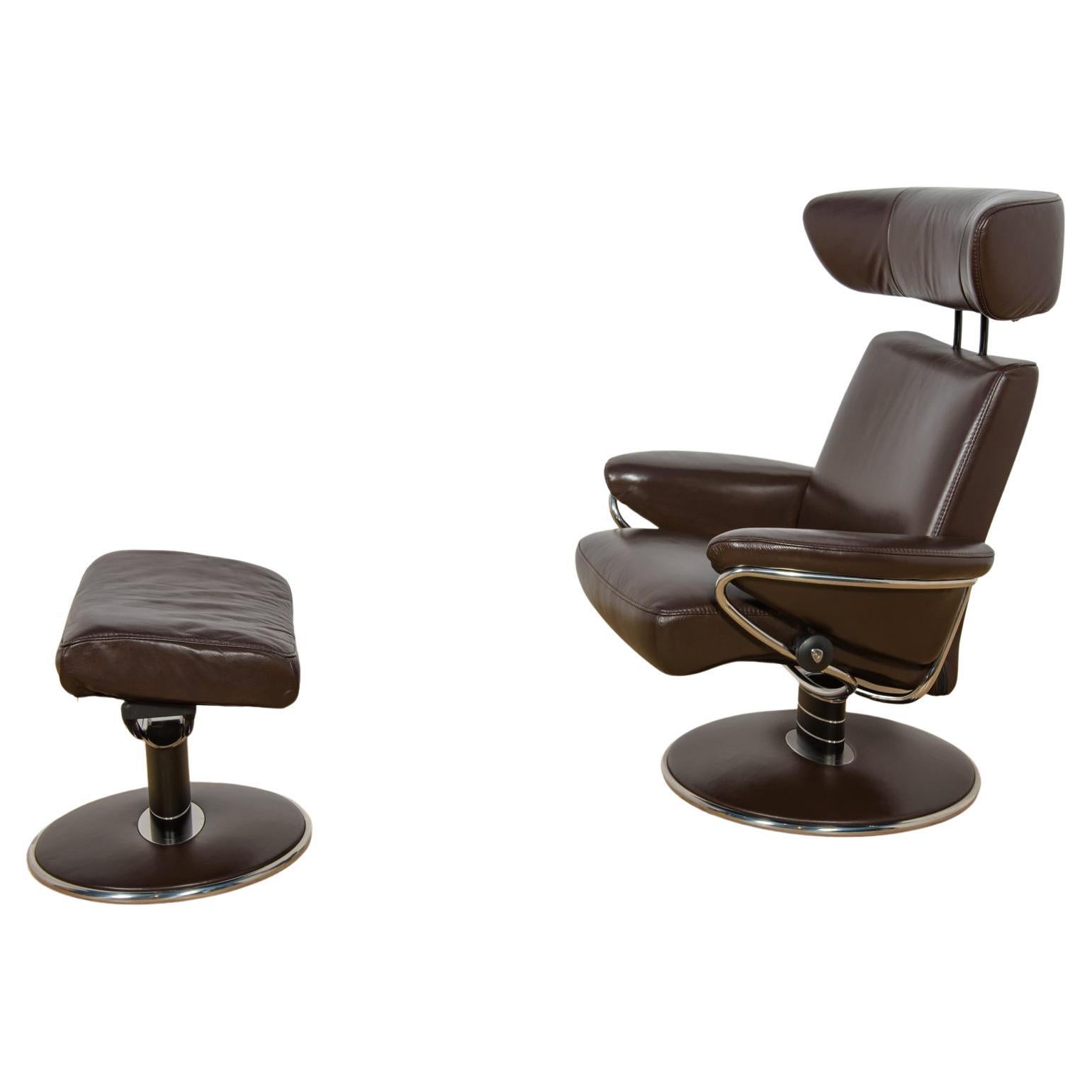 Ergonomic Lounge Chair with Ottoman Model from Ekornes Stressless, 2000s.