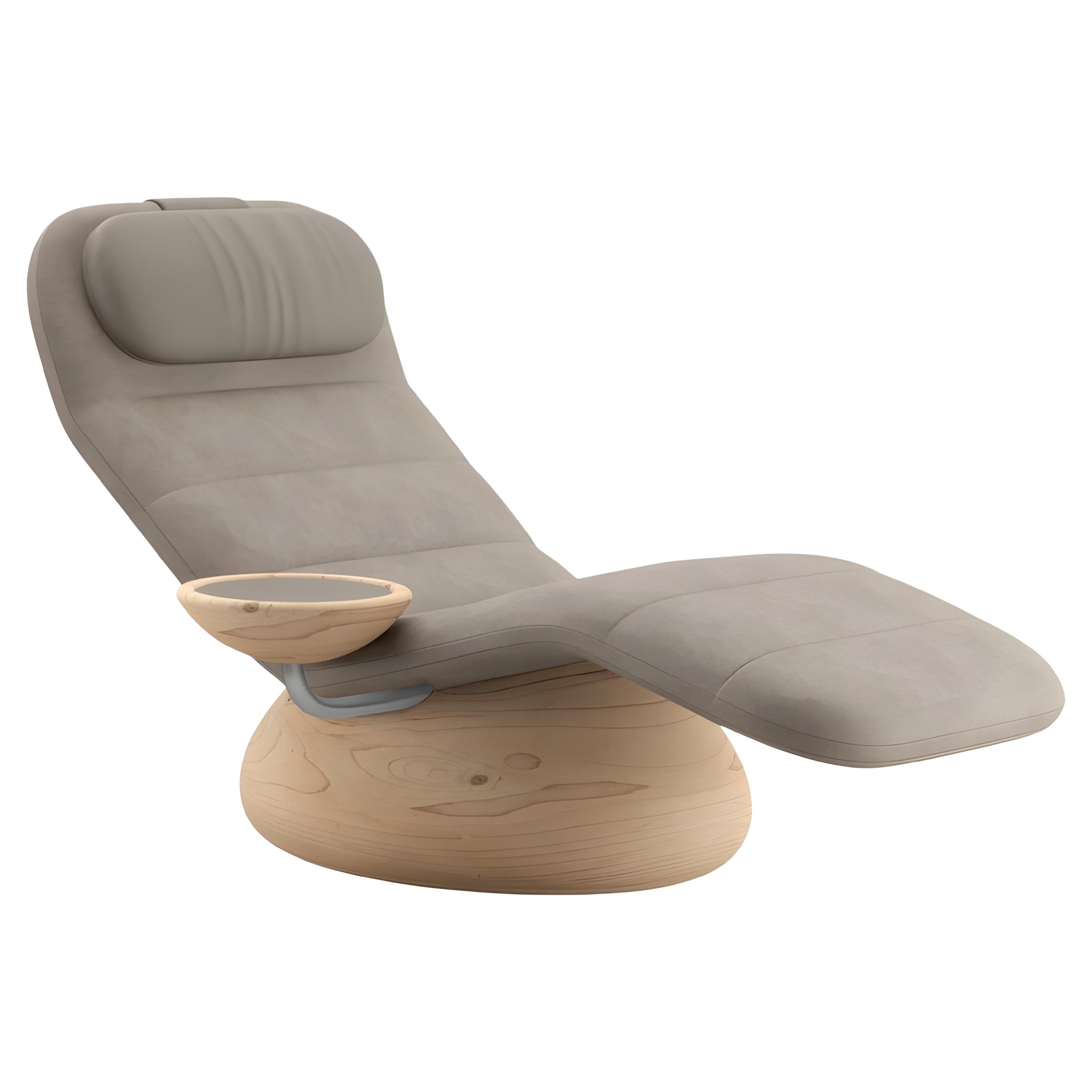 Ergonomic Relaxation Chaise with a Sculpted Cedar Base