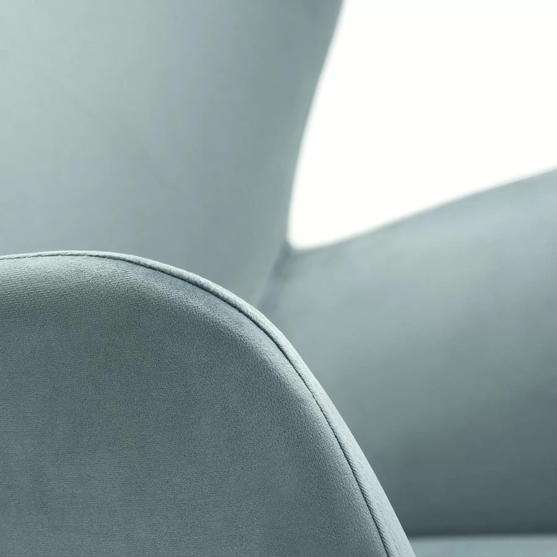 Contemporary Ergonomic Swivel Lounge Chair Upholstered in Velvet For Sale