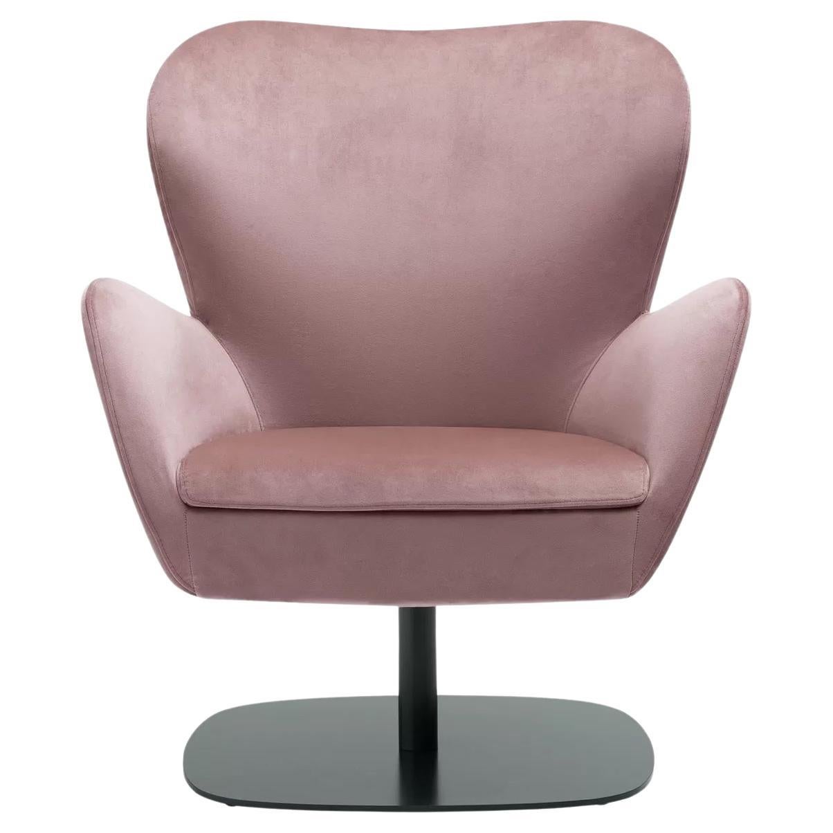 Ergonomic Swivel Lounge Chair Upholstered in Velvet For Sale