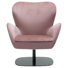 Ergonomic Swivel Lounge Chair Upholstered in Velvet