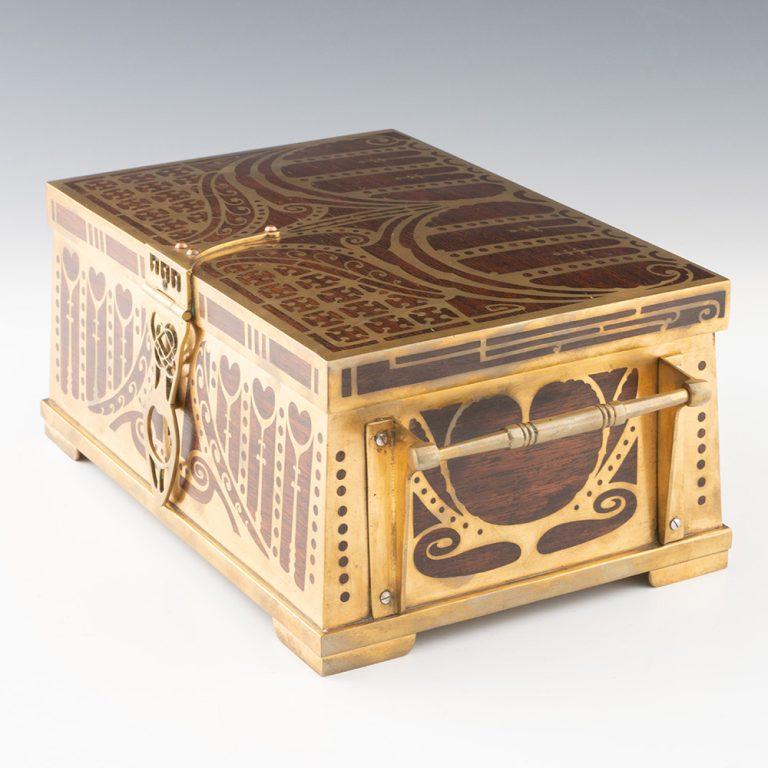 Brass Erhard and Sohne Art Nouveau Jewellery Casket c1900 For Sale