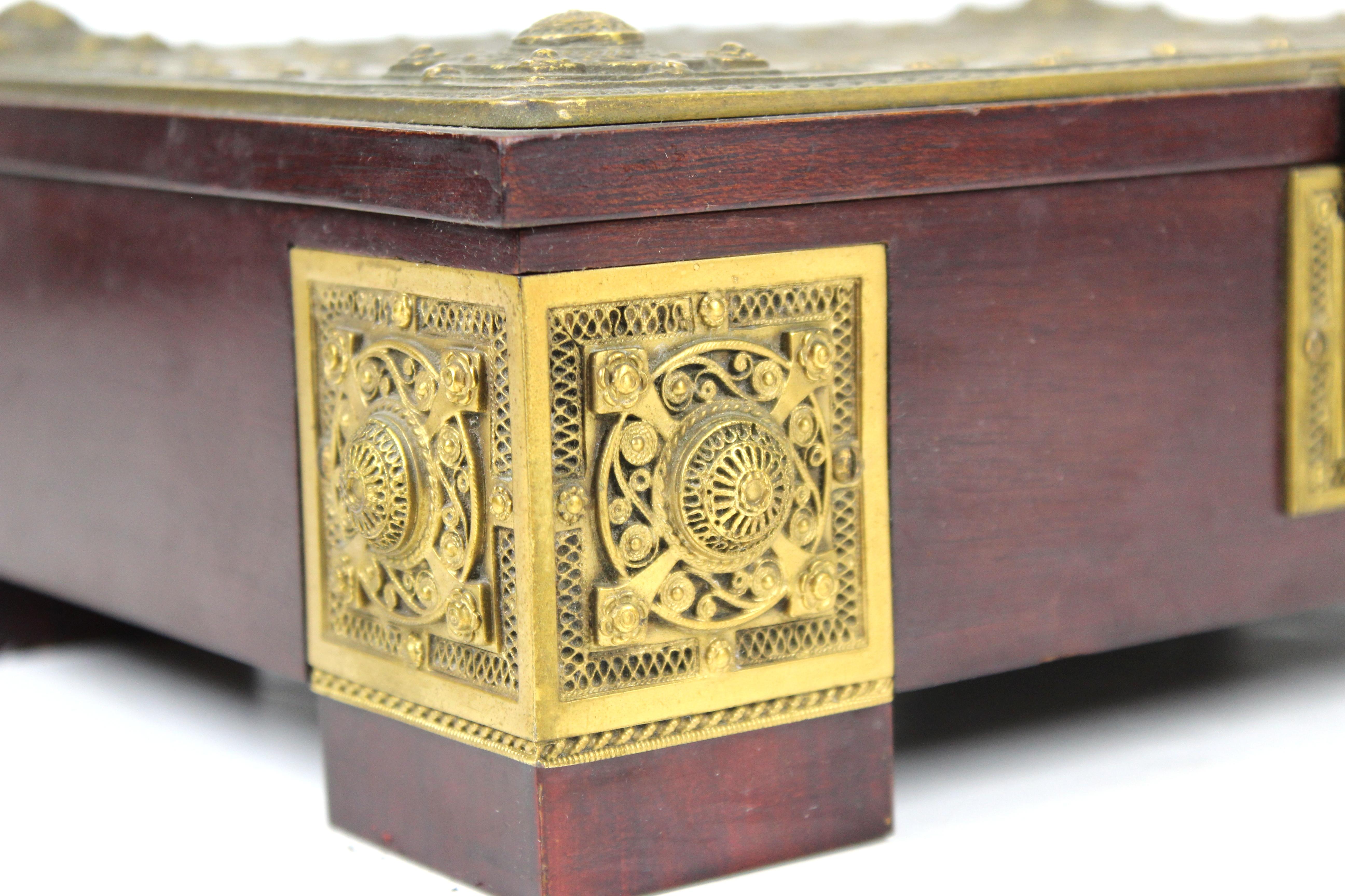 Erhard & Söhne German Secessionist Humidor or Casket Box In Gilt Brass Filigree 1