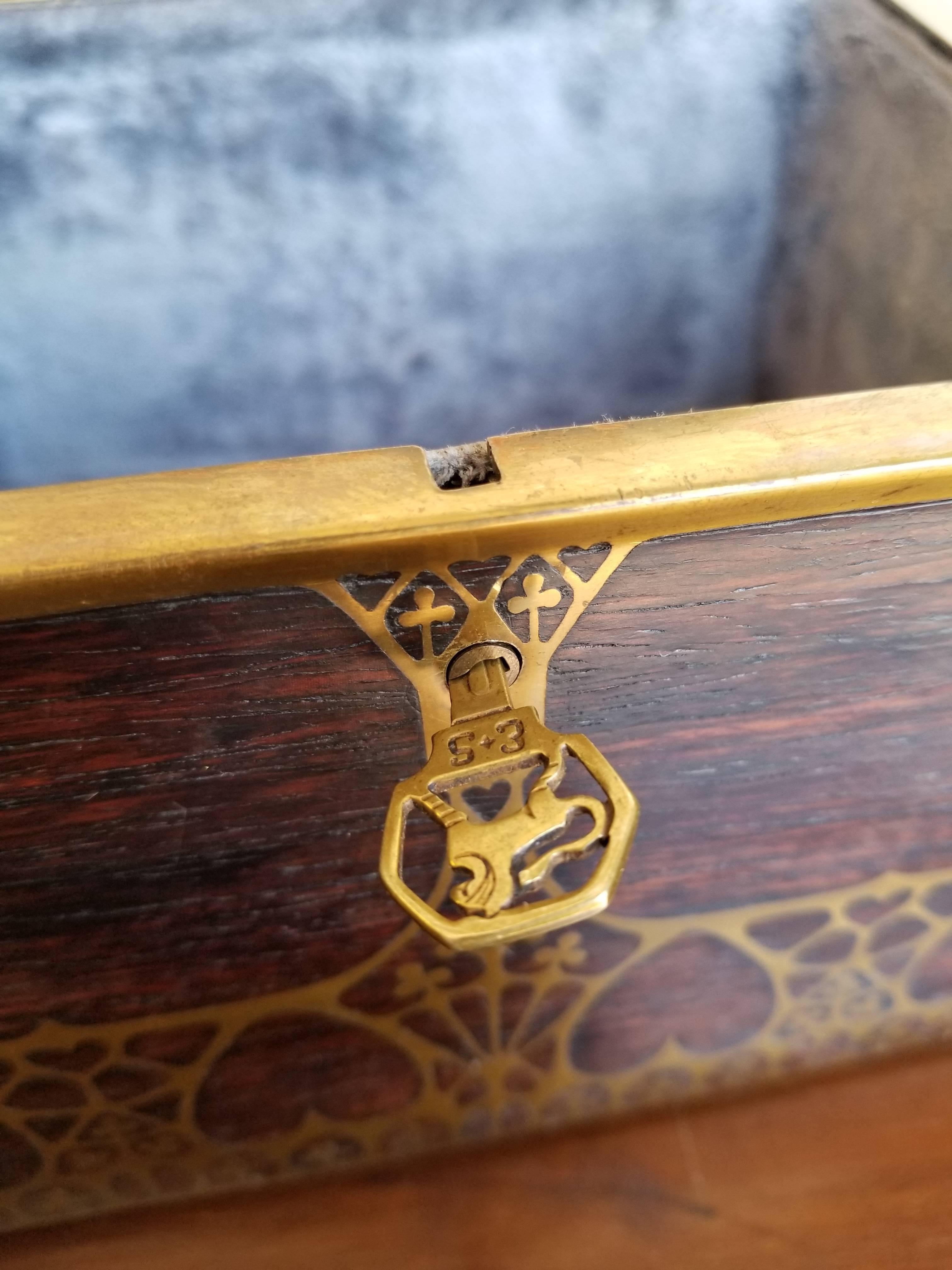 Erhard & Sohne Secession/Art Nouveau-Schmuckkästchen aus Rosenholz (Handgefertigt)