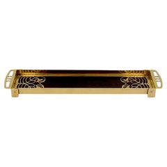 Erhard & Sohne Tray with Secessionist Brass Mounts and Inlay