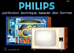 "Philips" French TV Electronics Mid Century 1960s Original Vintage Poster