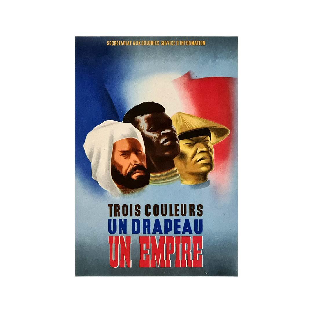 1941 original poster Trois couleurs, un drapeau, un empire by Eric For Sale 3