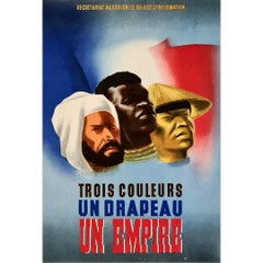 Vintage 1941 original poster Trois couleurs, un drapeau, un empire by Eric