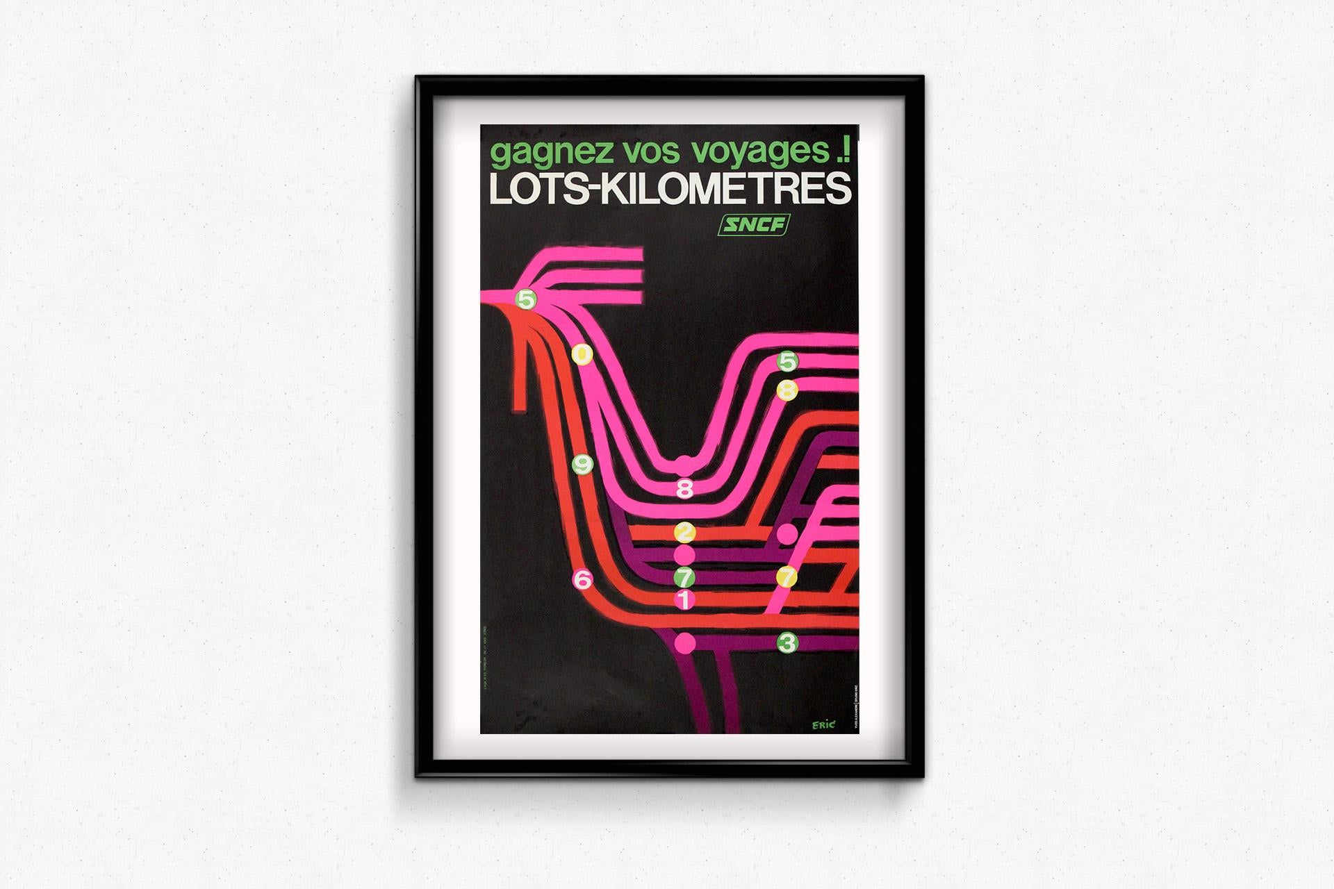 Affiche originale de 1969 pour la SNCF par Eric - lots kilométriques en vente 1