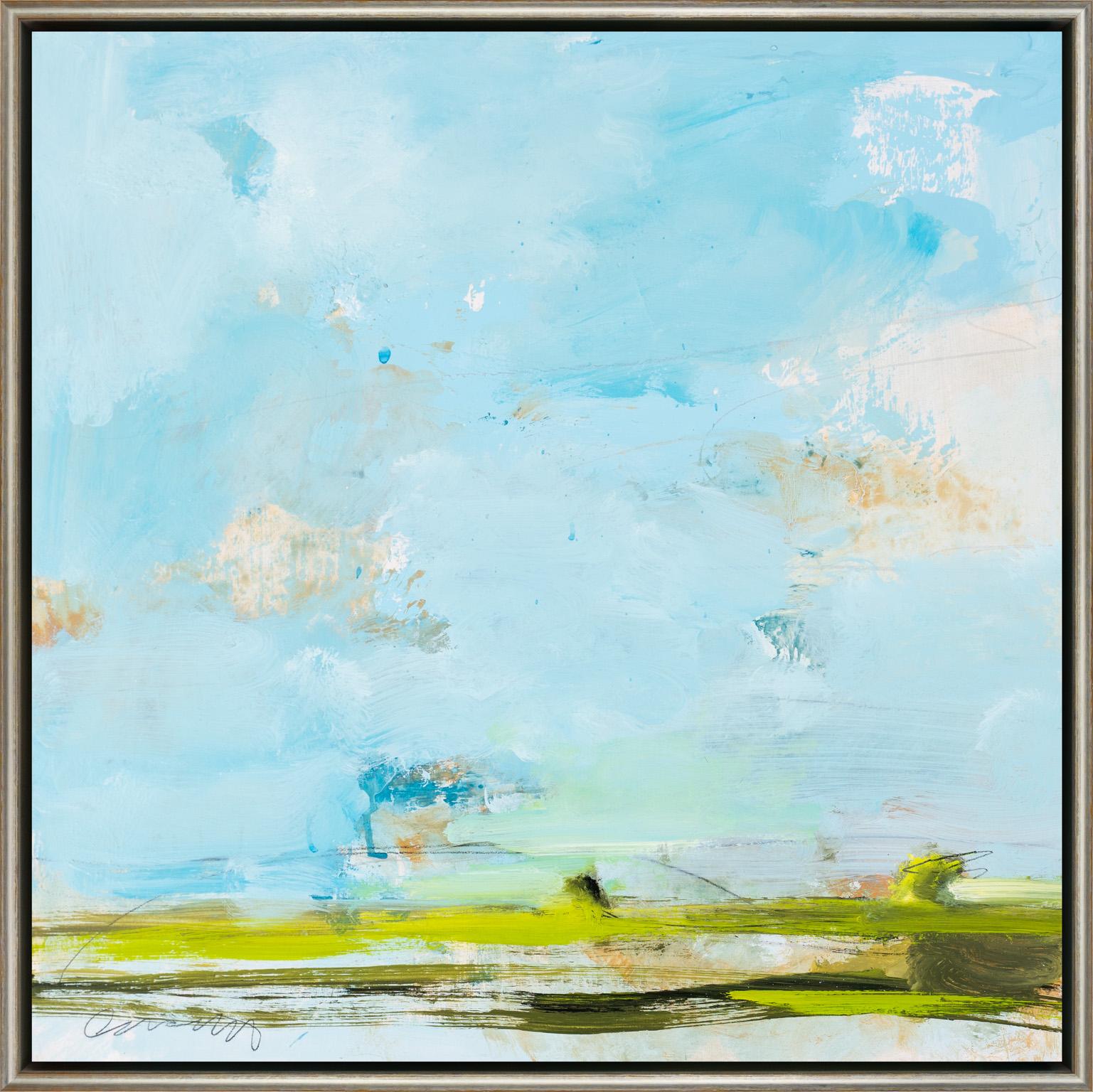 Eric Abrecht Abstract Painting - "Azul Variant 28" Impressionist Style Abstracted Landscape 