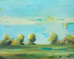 "Plaine désolée" Paysage aquatique abstrait contemporain Huile sur toile