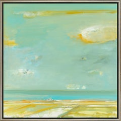 "Illusive Series I" Impressionistic Coastal Landscape, Framed Oil on Panel