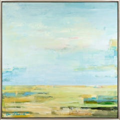 "Passive Range" Paysage abstrait contemporain Huile sur panneau Peinture encadrée