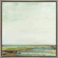 "Reserved Horizon VIII" Abstract Square Landscape in Bright Neutrals