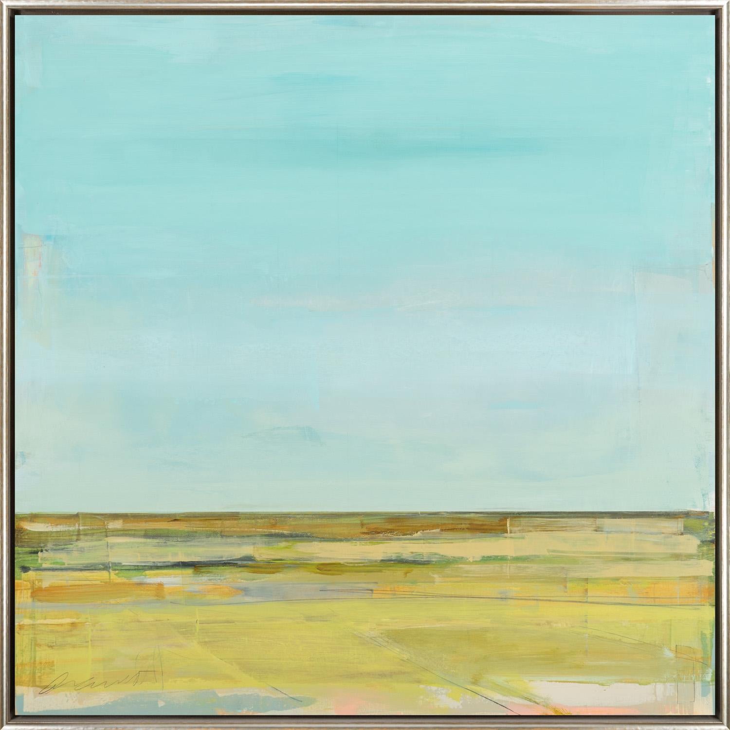 "Reserved Horizon X" Zeitgenössisches abstraktes Öl auf Platte gerahmt Landschaft 
