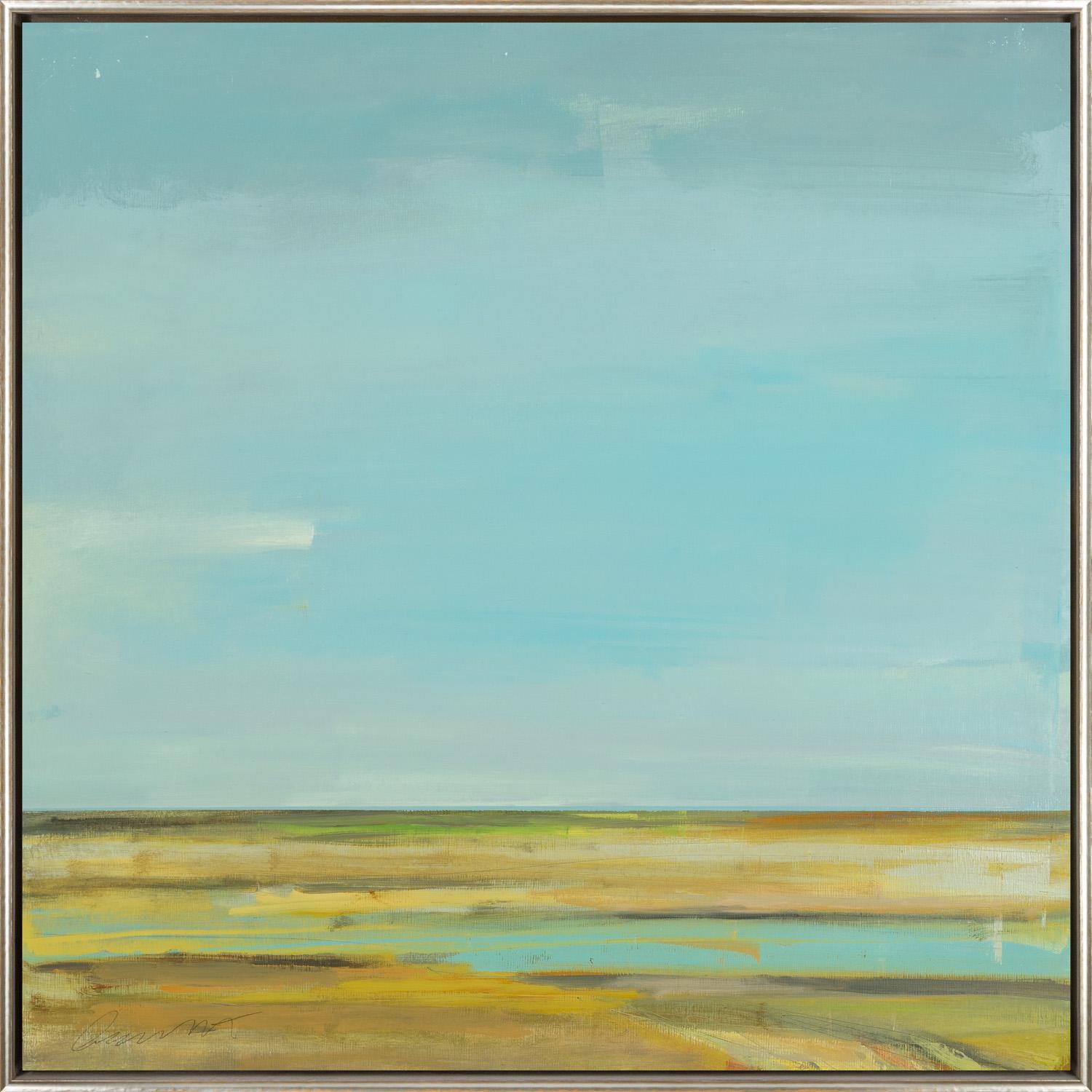 Eric Abrecht Abstract Painting – "Reserved Horizon XI" Zeitgenössische abstrahierte Landschaft Öl auf Platte Gerahmt 