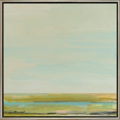"Horizonte reservado XX" Paisaje abstracto contemporáneo Óleo sobre tabla Enmarcado