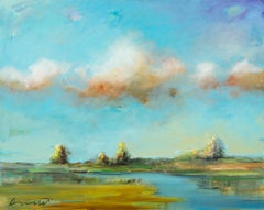 "Tributary III" Zeitgenössische Landschaft Wasserlandschaft Öl auf Leinwand Gemälde