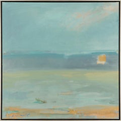 "Veiled Morn" Contemporary Abstract Landscape Oil on Canvas Framed