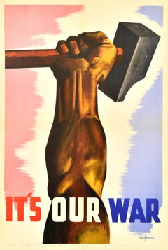 Affiche rétro originale de la Seconde Guerre mondiale It's Our War Canada Propaganda Art d'Eric Aldwinckle