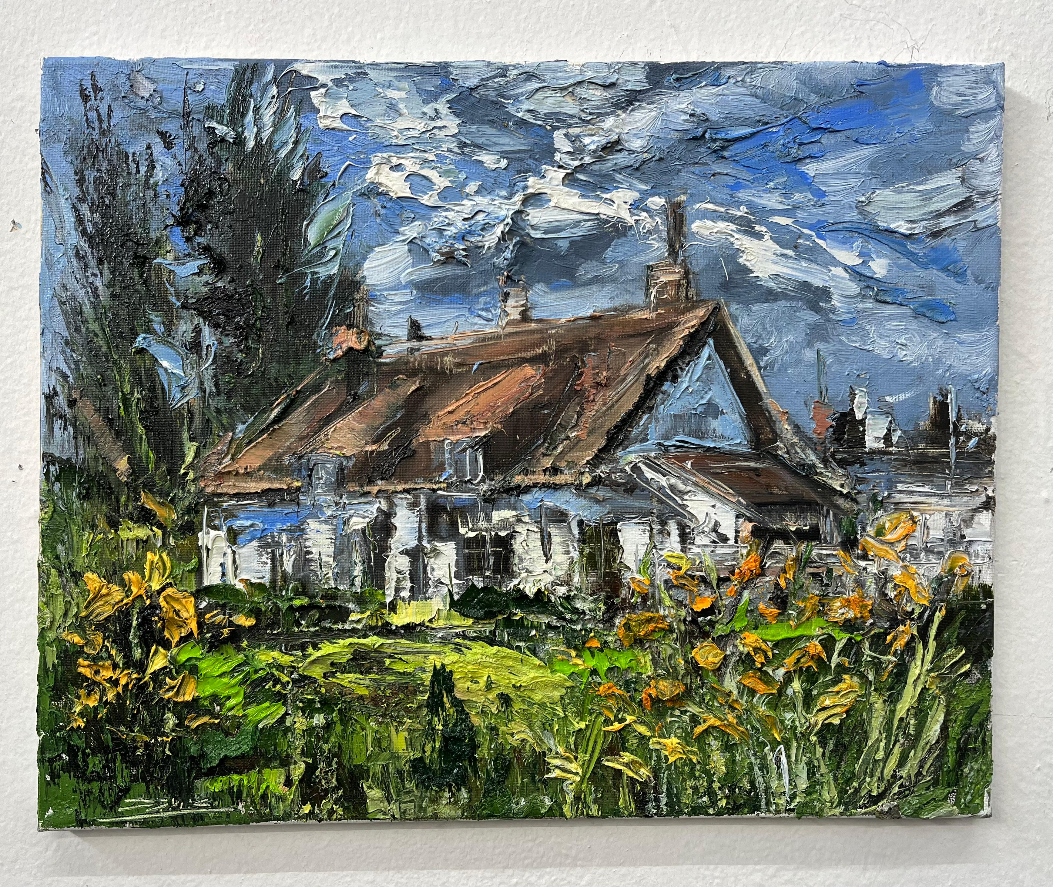 <p>Artist Comments<br>Artist Eric Alfaro pictures a rustic homestead amid a verdant meadow. Lush foliage surrounds the vast garden landscape, as tranquility reigns in the peaceful setting. Eric captures the charm of the countryside with strong and