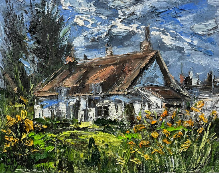 Eric Alfaro House with Garden, Oil Painting For Sale at 1stDibs