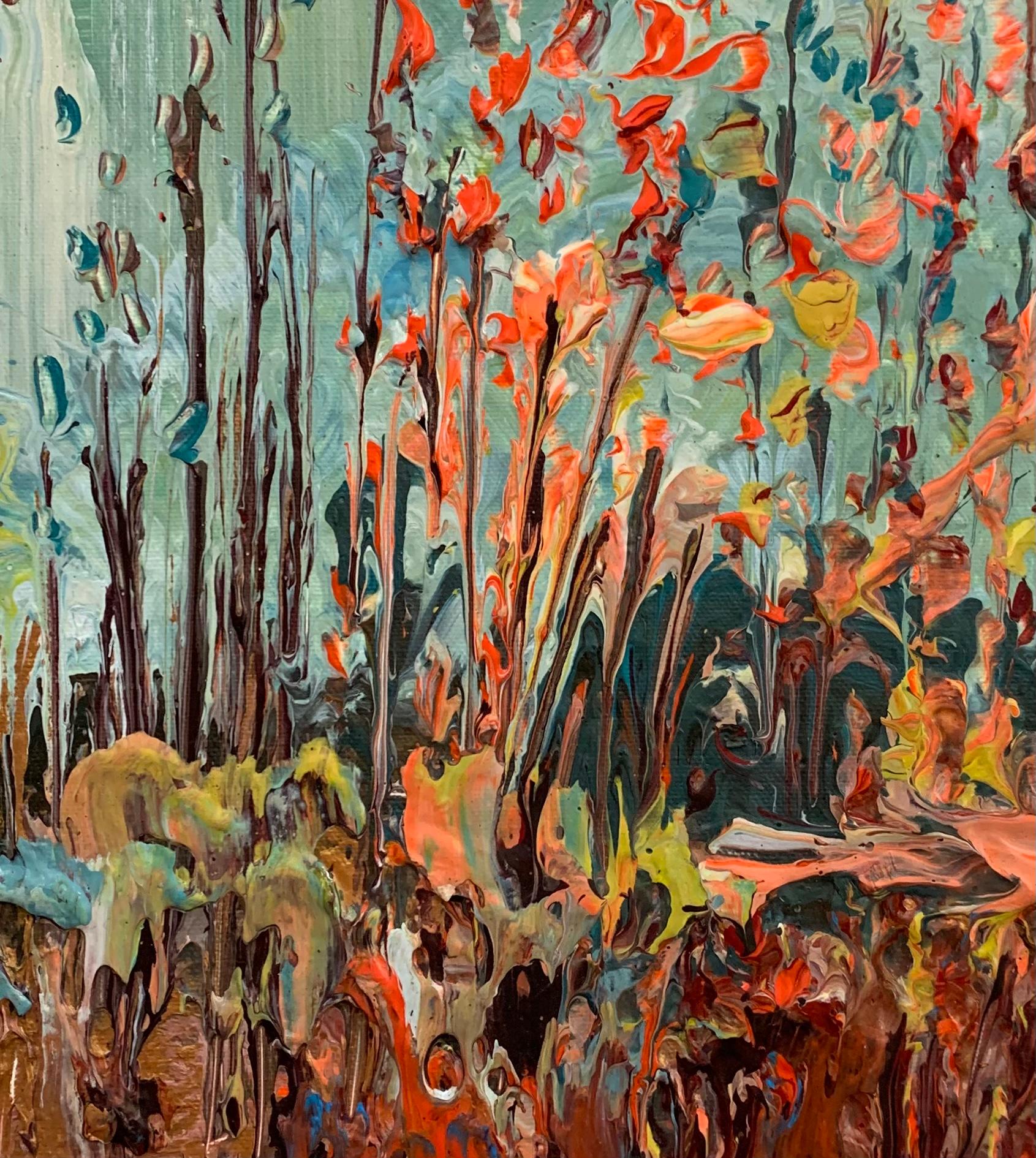 <p>Artist Comments<br>Autumn is in full bloom with its fiery colors. Artist Eric Alfaro created a painterly view of vibrant flowers swaying in the wind perfectly balanced against a cool background. 
