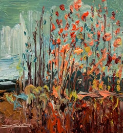 Orange Flowers, Abstract Painting
