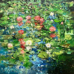 "Pond With Lotus Flowers" Monet's Water Garden in Giverny Painting on Canvas